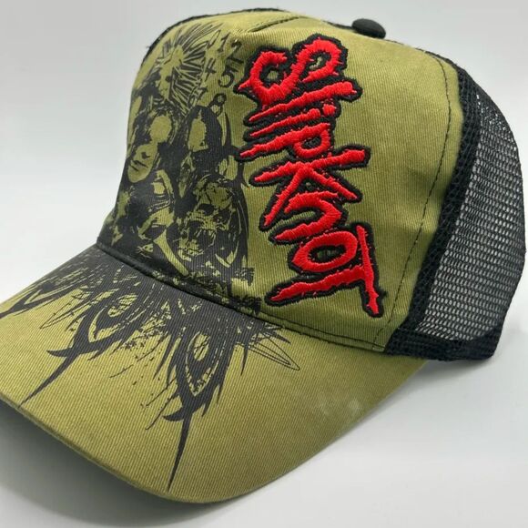2006 Slipknot Army Green Grunge Metal Trucker Hat - Picture 2 of 5